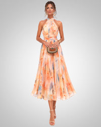 Monika | Robe aquarelle d'été à col halter femme