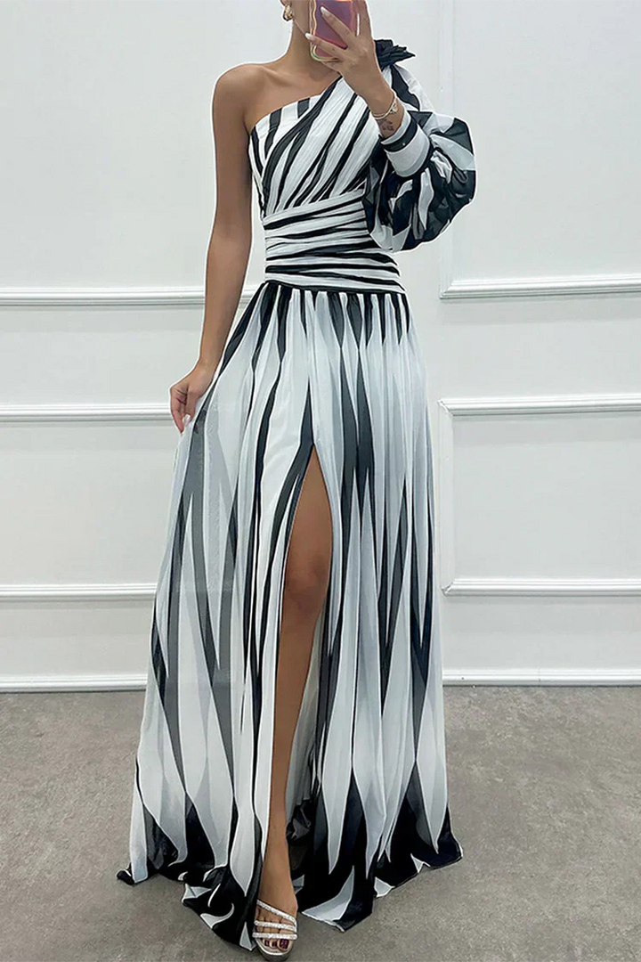 Frederike | Damen Elegante One-Shoulder Hochzeitsgastkleid