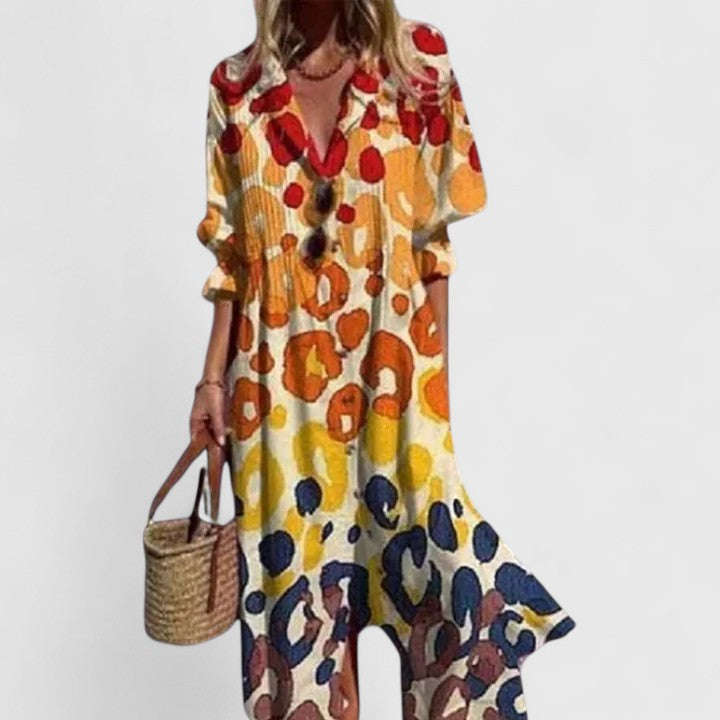 Mara | Damen Bedrucktes Boho Sommerkleid mit lebendigen Farben