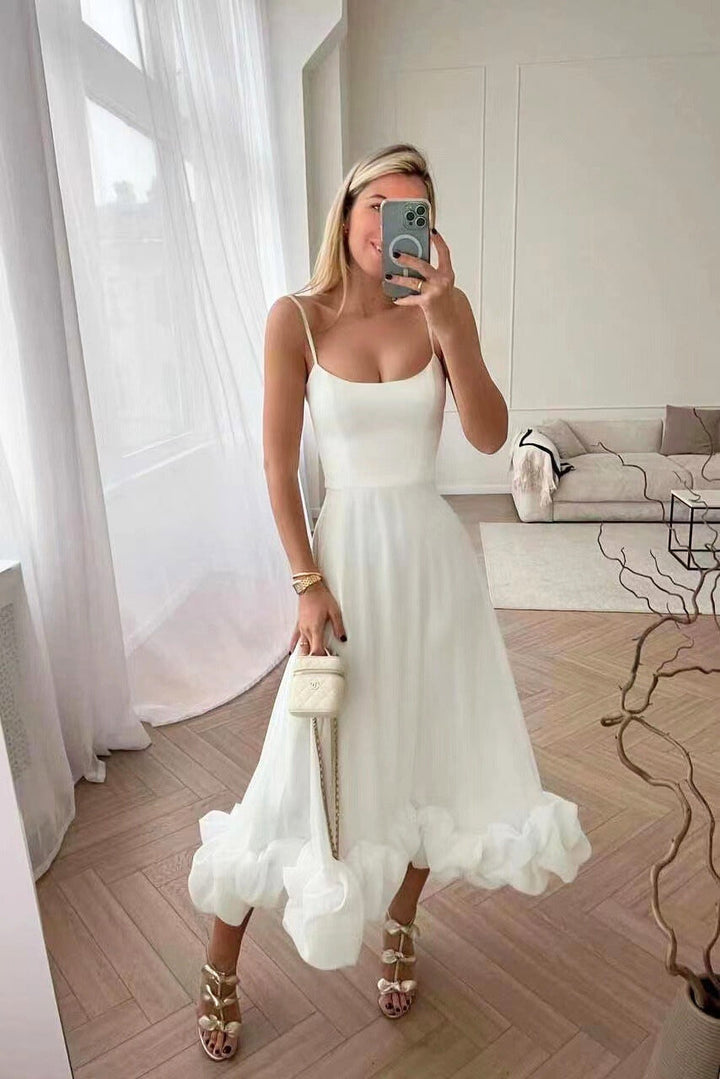 Helene | Damen Elegant Volant Hochzeitsgastkleid