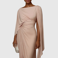Christina | Damen Formelles Drapiertes Maxikleid