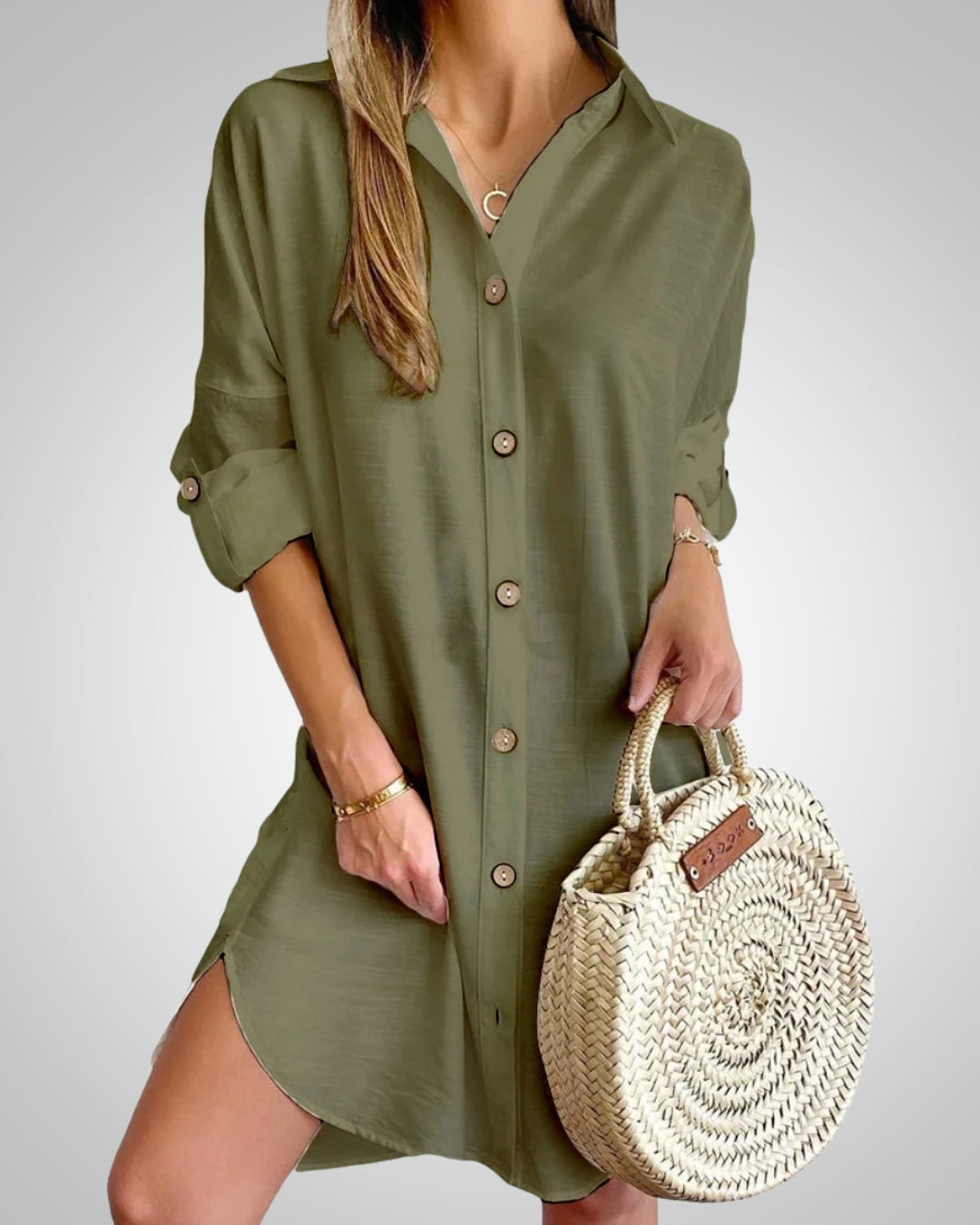 Nele | Damen Sommer Knopf Hemdkleid