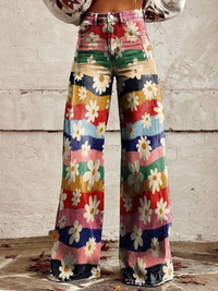 Susane | Damen Retro Blumen Baggy Jeans
