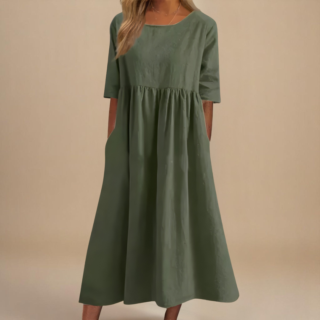 Anja | Damen Rundhals Relaxed Fit Sommerkleid