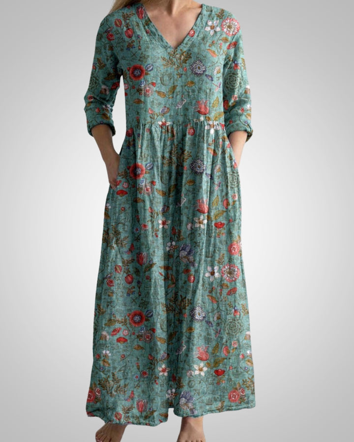 Rebecca | Damen Sommer V-Ausschnitt Midikleid