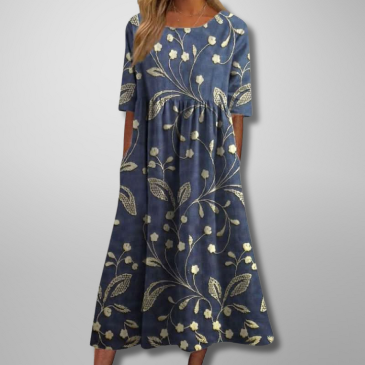 Zara | Damen Sommer Casual Chic Blumenmuster Midikleid