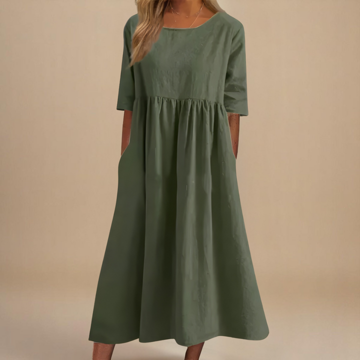 Amara | Damen Lässig Relaxed Fit Sommer Midikleid