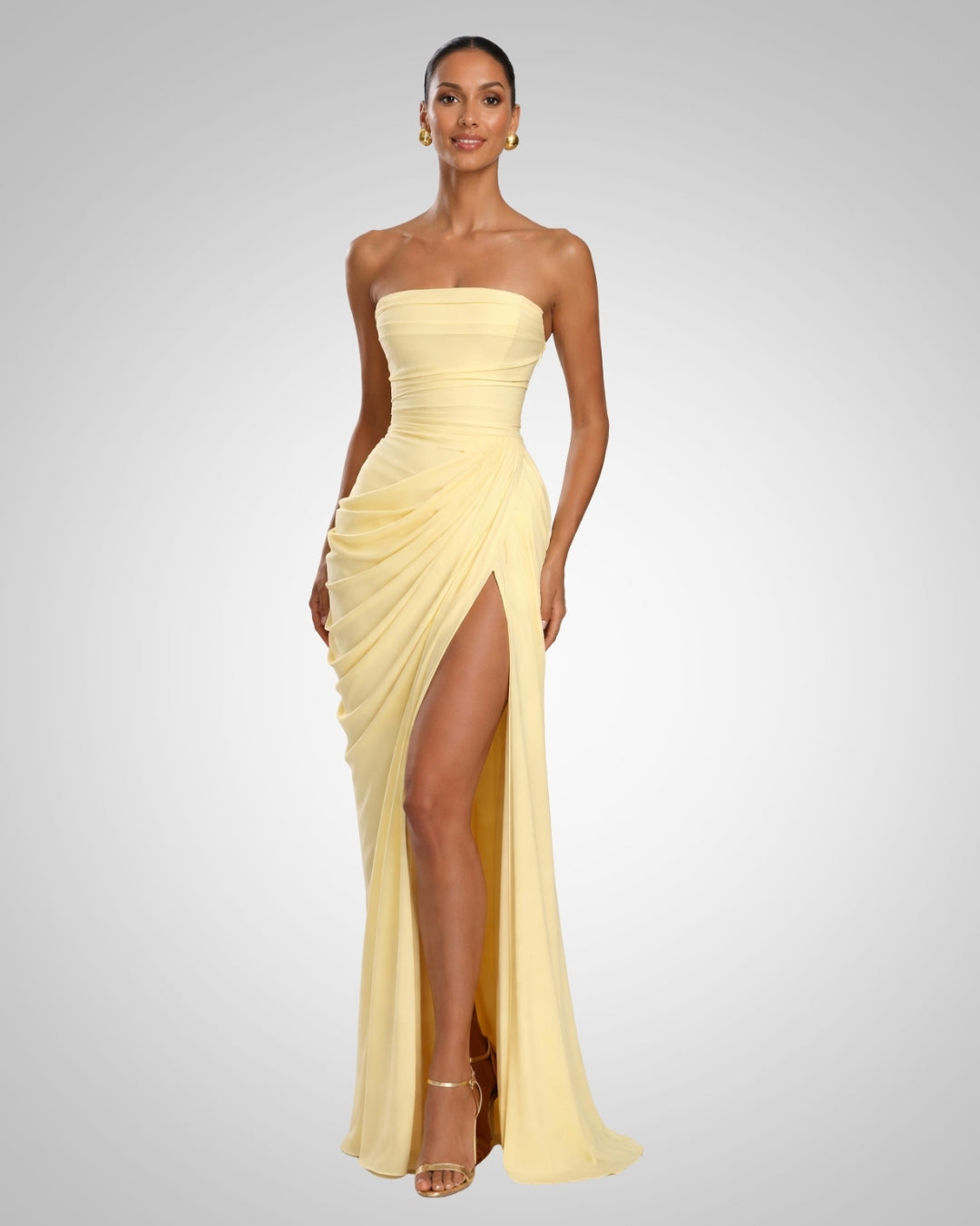 Ruby | Damen Elegantes Trägerloses Hochzeitsgäst Maxikleid