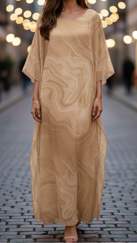 Hannelore | Damen Lässiges Abstrakte Muster Maxi Kleid
