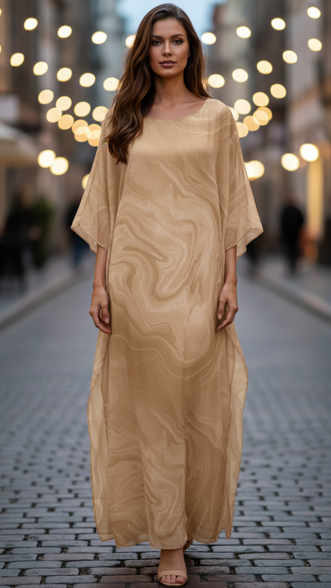 Hannelore | Damen Lässiges Abstrakte Muster Maxi Kleid