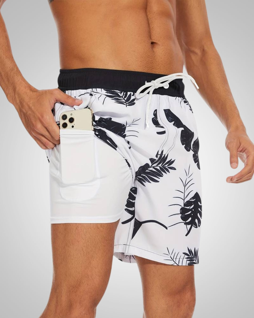 Hanery | Herren Sportliche Slim-Fit Badehose Mit Innenshorts