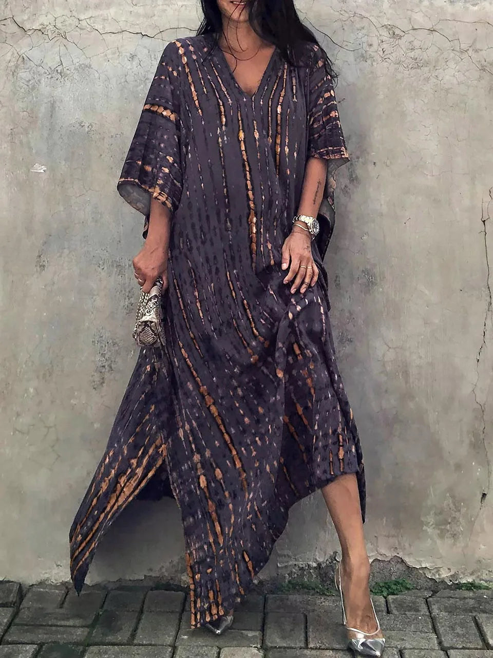 Jeannette | Damen Luftiges Relaxed Fit Kaftan Kleid