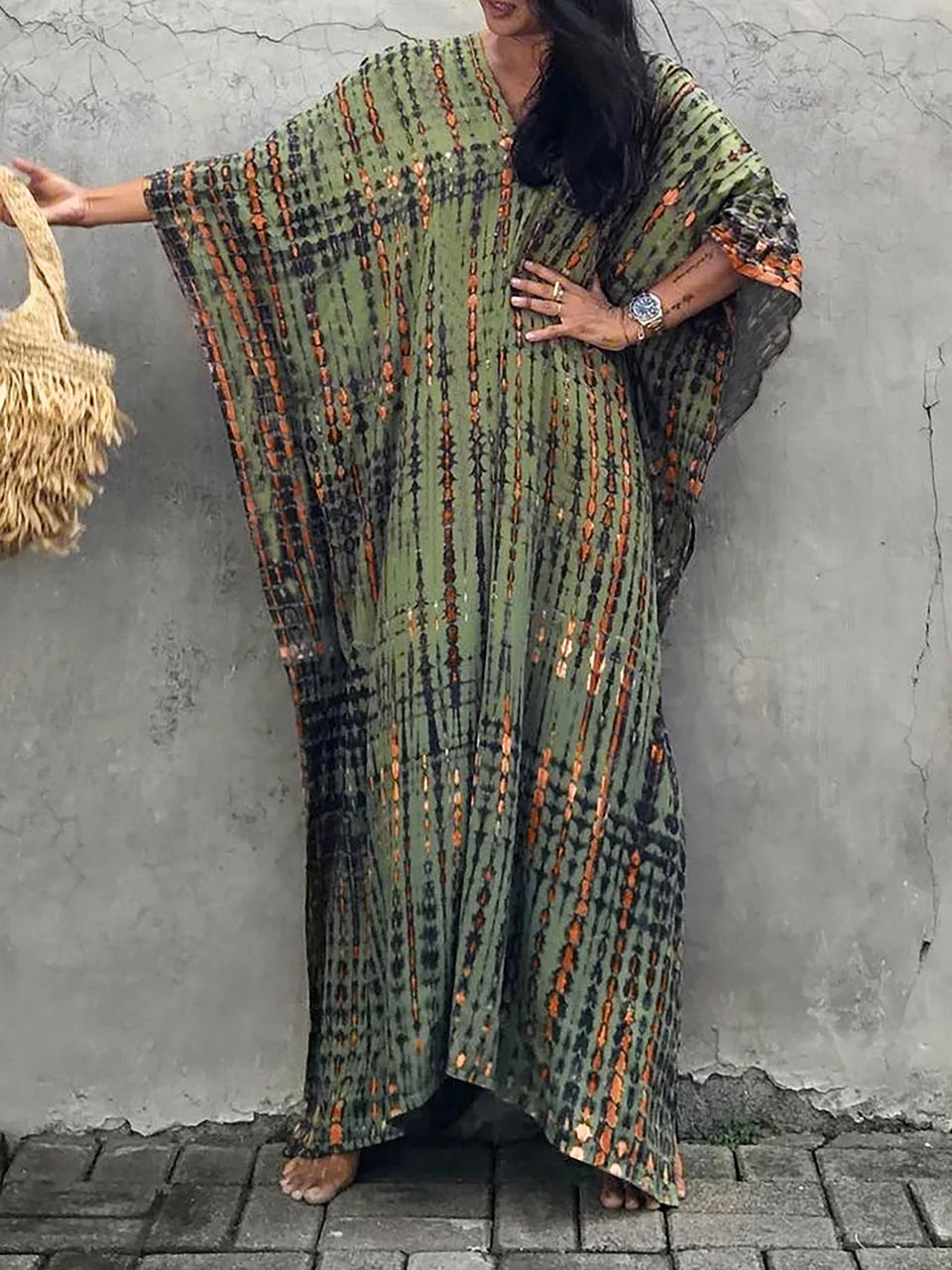 Jeannette | Damen Luftiges Relaxed Fit Kaftan Kleid