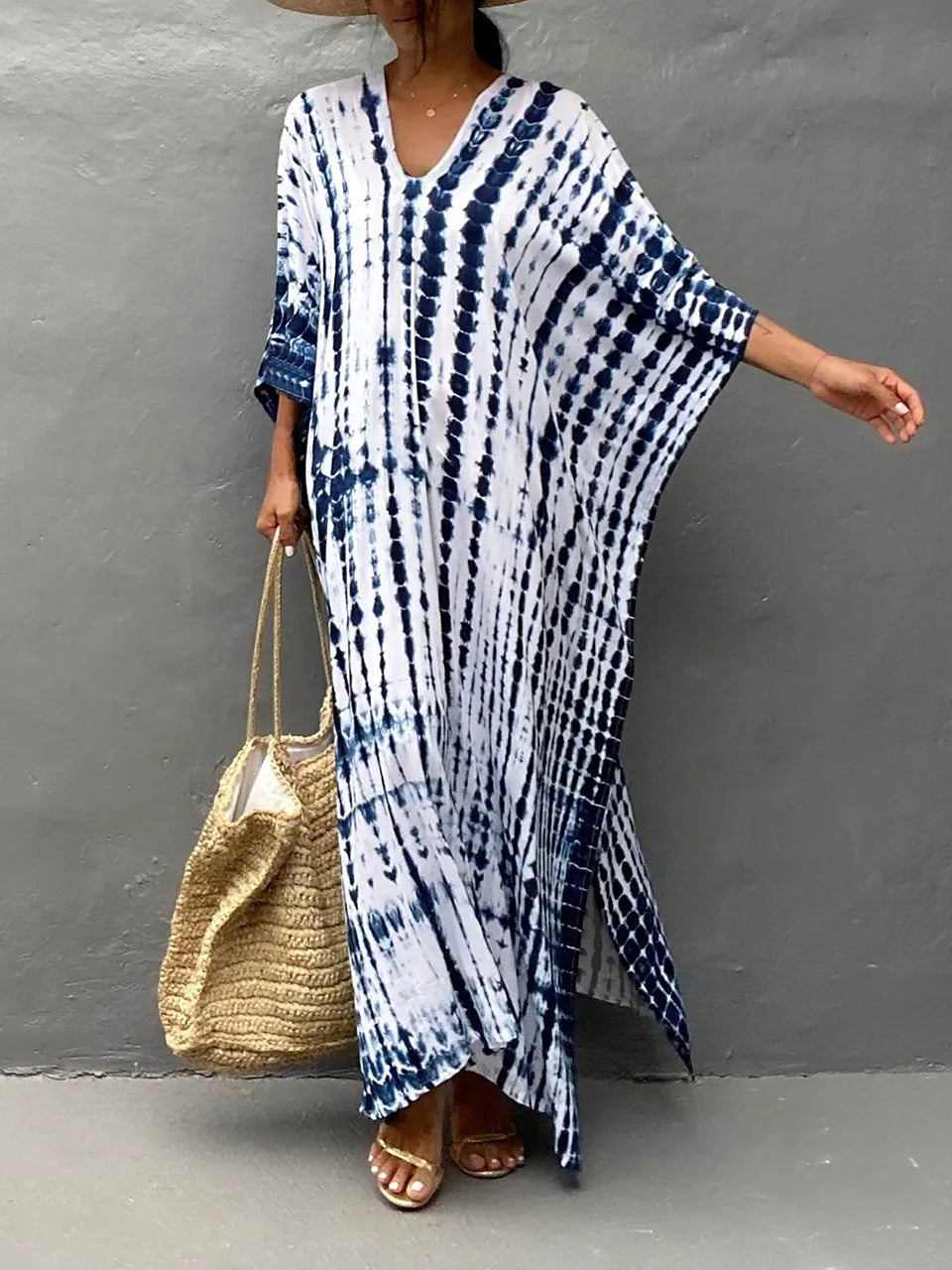 Jeannette | Damen Luftiges Relaxed Fit Kaftan Kleid