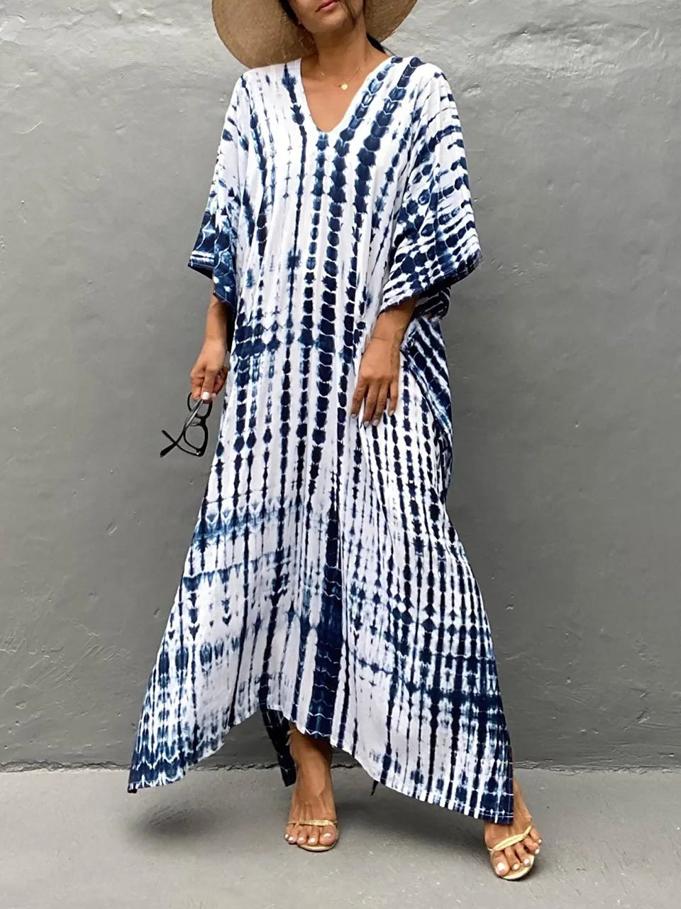 Jeannette | Damen Luftiges Relaxed Fit Kaftan Kleid