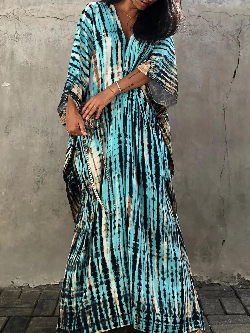 Jeannette | Damen Luftiges Relaxed Fit Kaftan Kleid