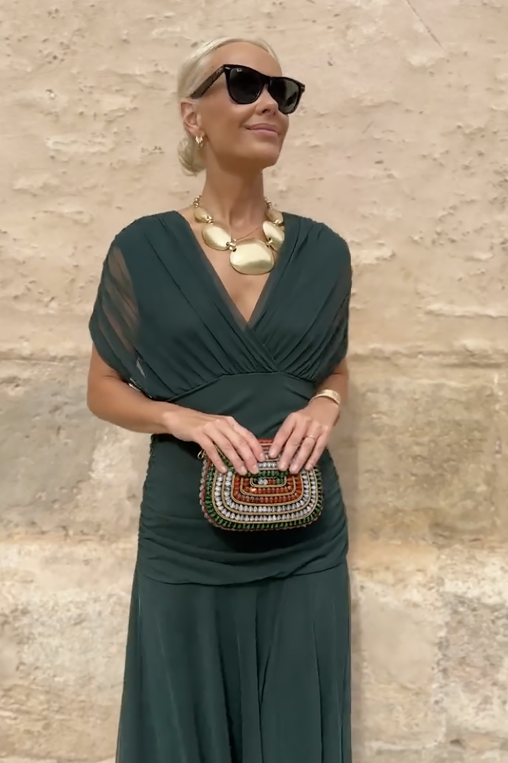 Everly | Damen Elegantes Geblümtes Off-Shoulder Maxikleid