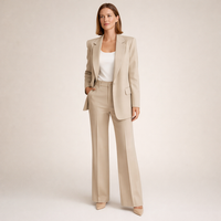Doris | Damen Eleganter Zweiteiler Anzug mit strukturierter Blazerjacke und ausgestellter Hose