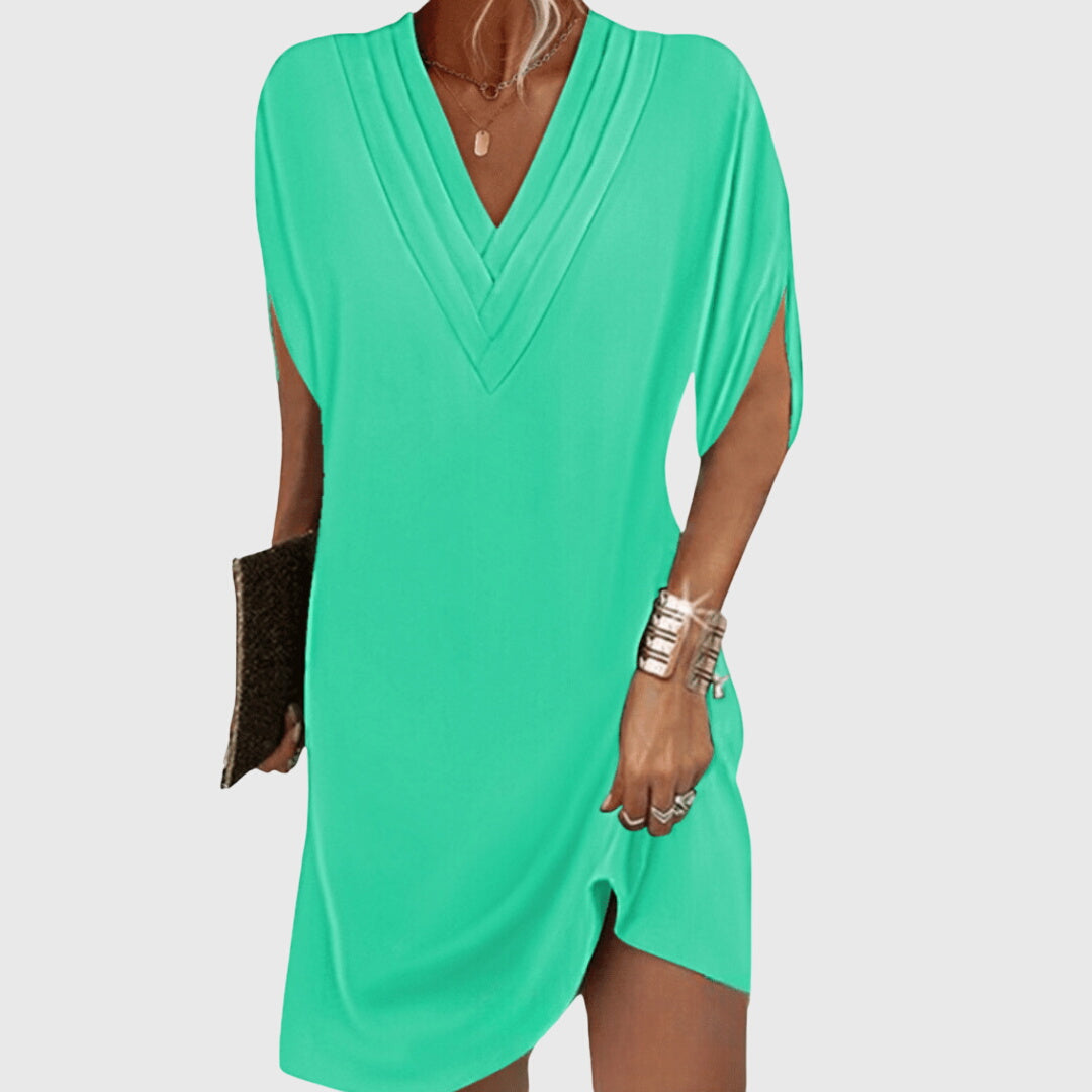 Elisa | Damen V-Ausschnitt Midi Abendkleid
