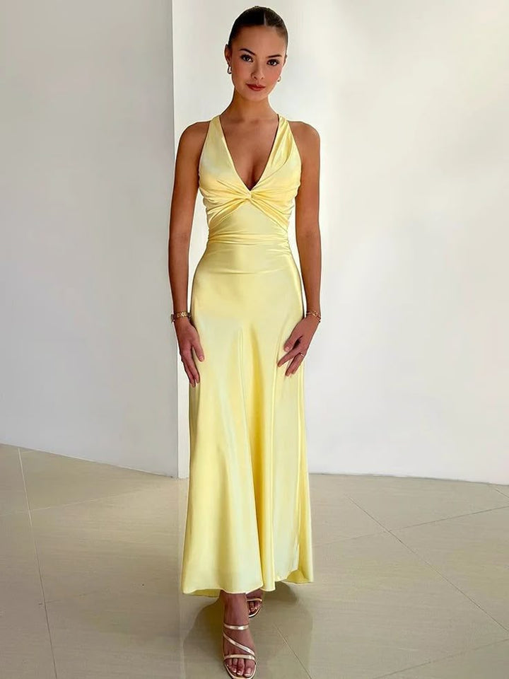 Sandra | Damen Sommer Breite Träger Hochzeitsgastkleid