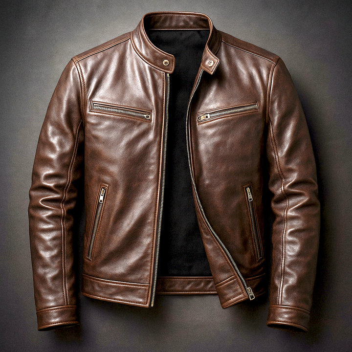 Silvan | Herren Klassische Vintage Leder Bikerjacke