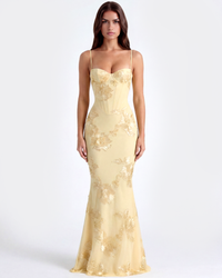 Florence | Damen Formelles Hochzeitsgast Kleid mit Blumenapplikationen