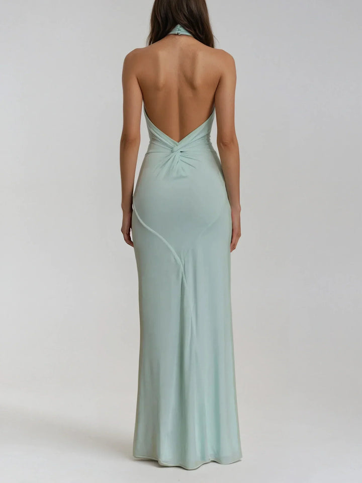 Martina | Damen Elegantes Neckholder Maxikleid Sommerlich Schmeichelnd