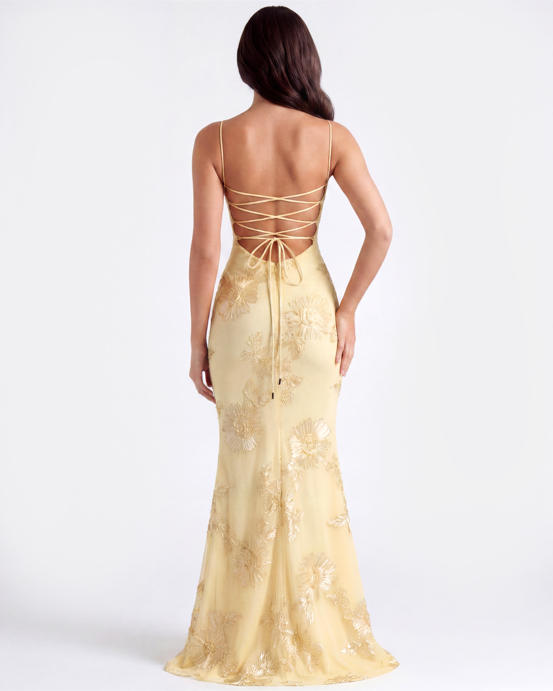 Florence | Damen Formelles Hochzeitsgast Kleid mit Blumenapplikationen