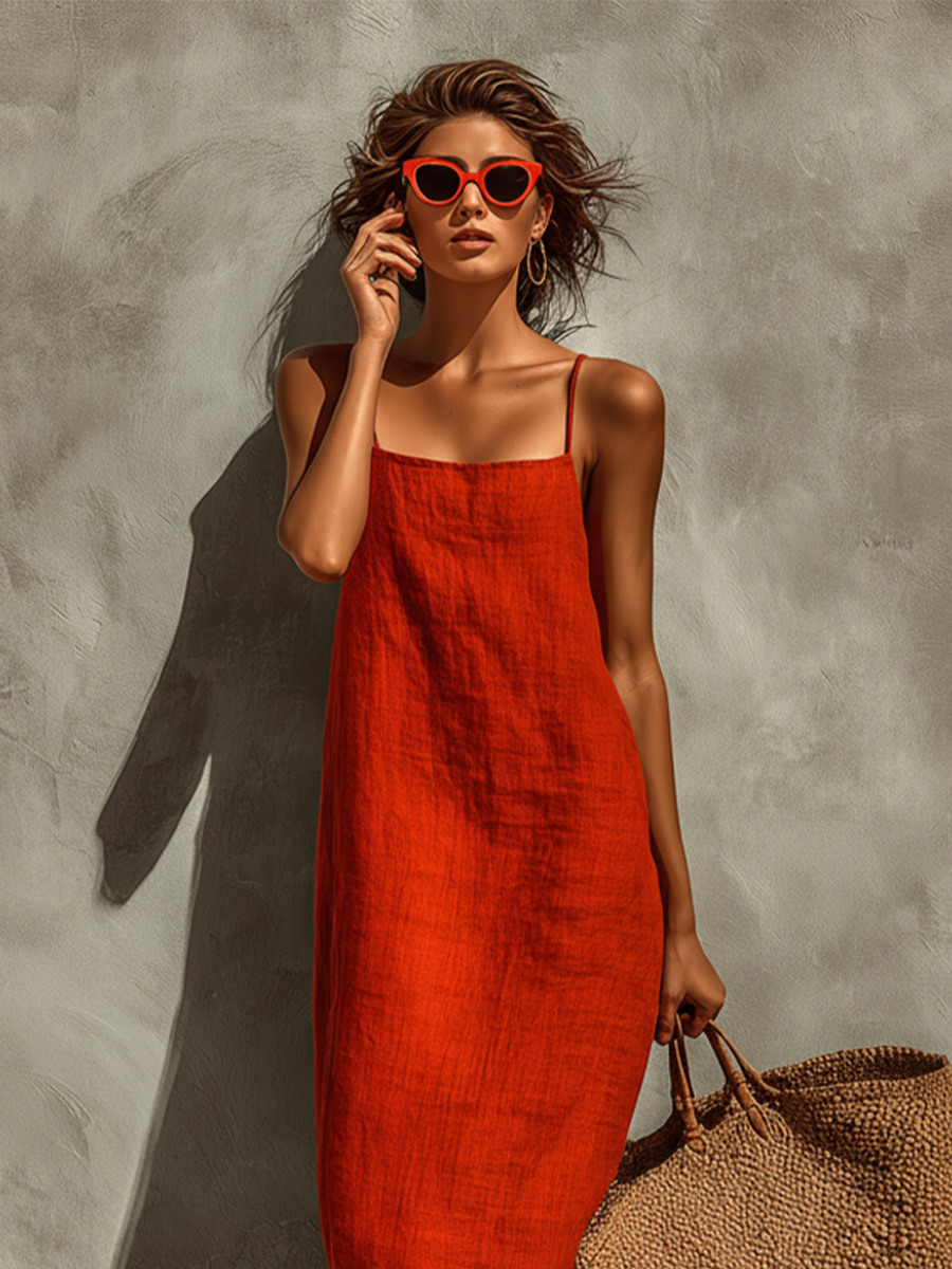 Gioia | Damen Luftiges Sommer Maxi Spaghettiträger Kleid