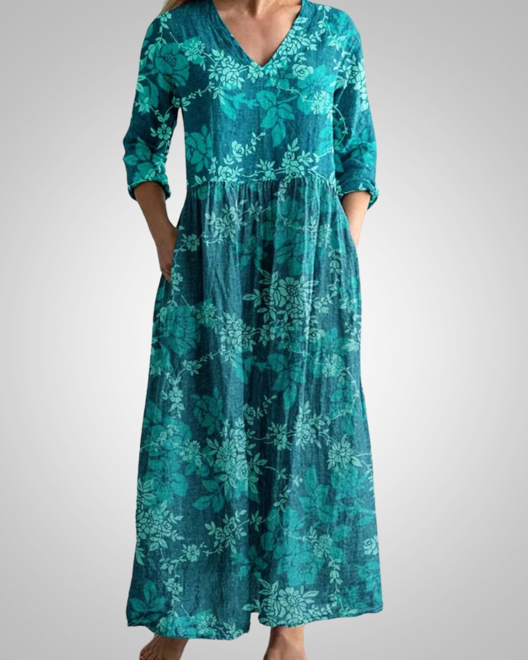 Rebecca | Damen Sommer V-Ausschnitt Midikleid