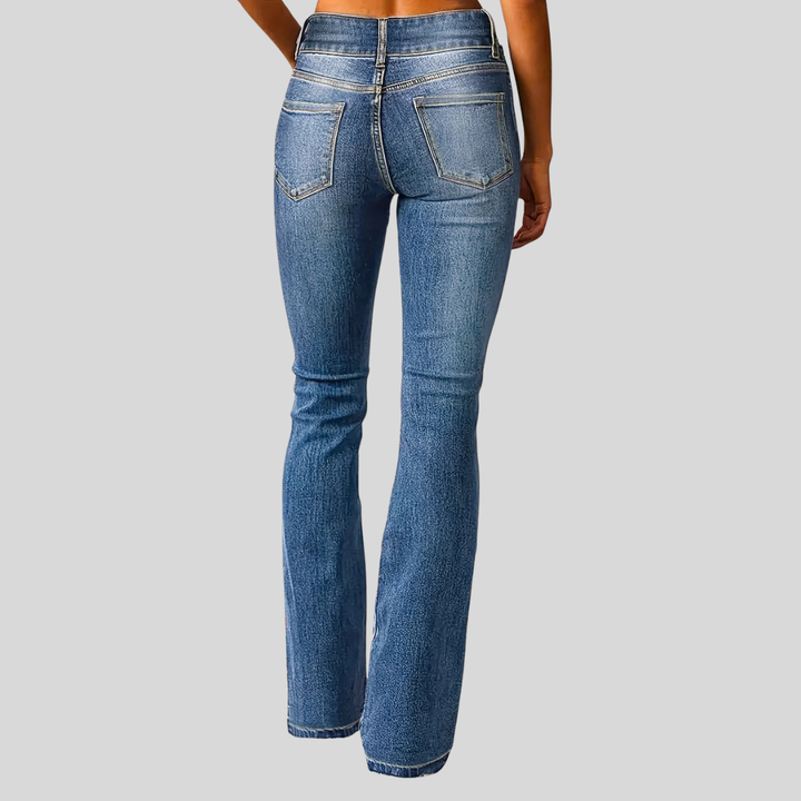 Luana | Damen Elegante Hohe Taille Gewaschen Schlagjeans