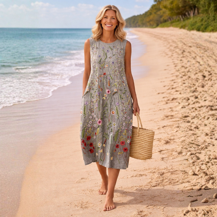 Bettina | Damen Hochzeitsgast Sommer Midikleid mit Blumenmuster