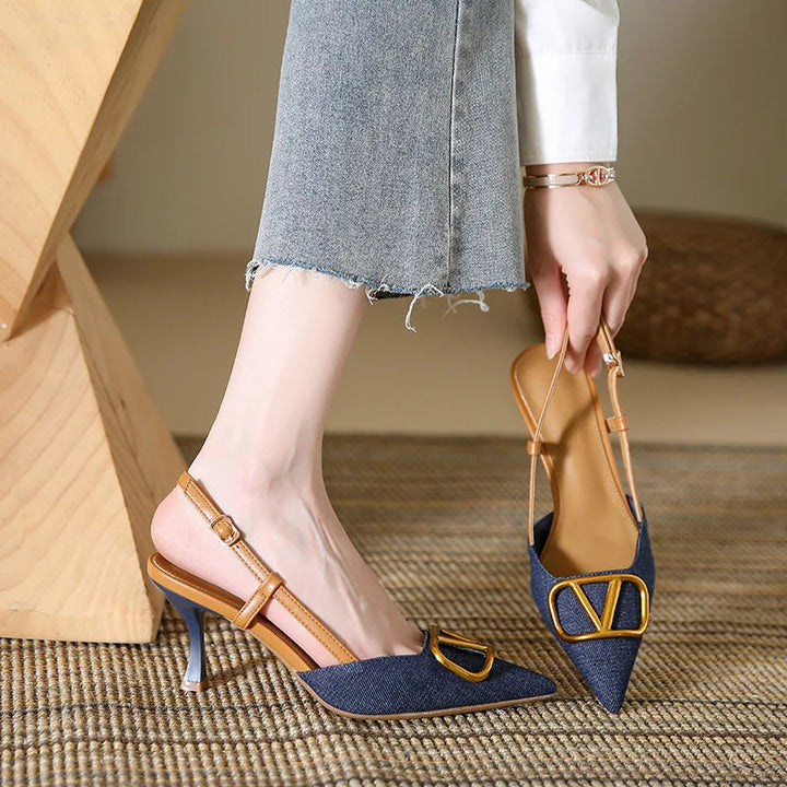 Heliodor | Damen Pumps mit Slingback und Stilettoabsatz für festliche Abende