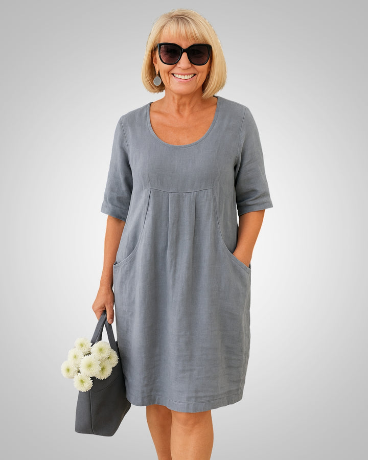 Naomi | Damen Kurzarm Sommerkleid mit Taschen