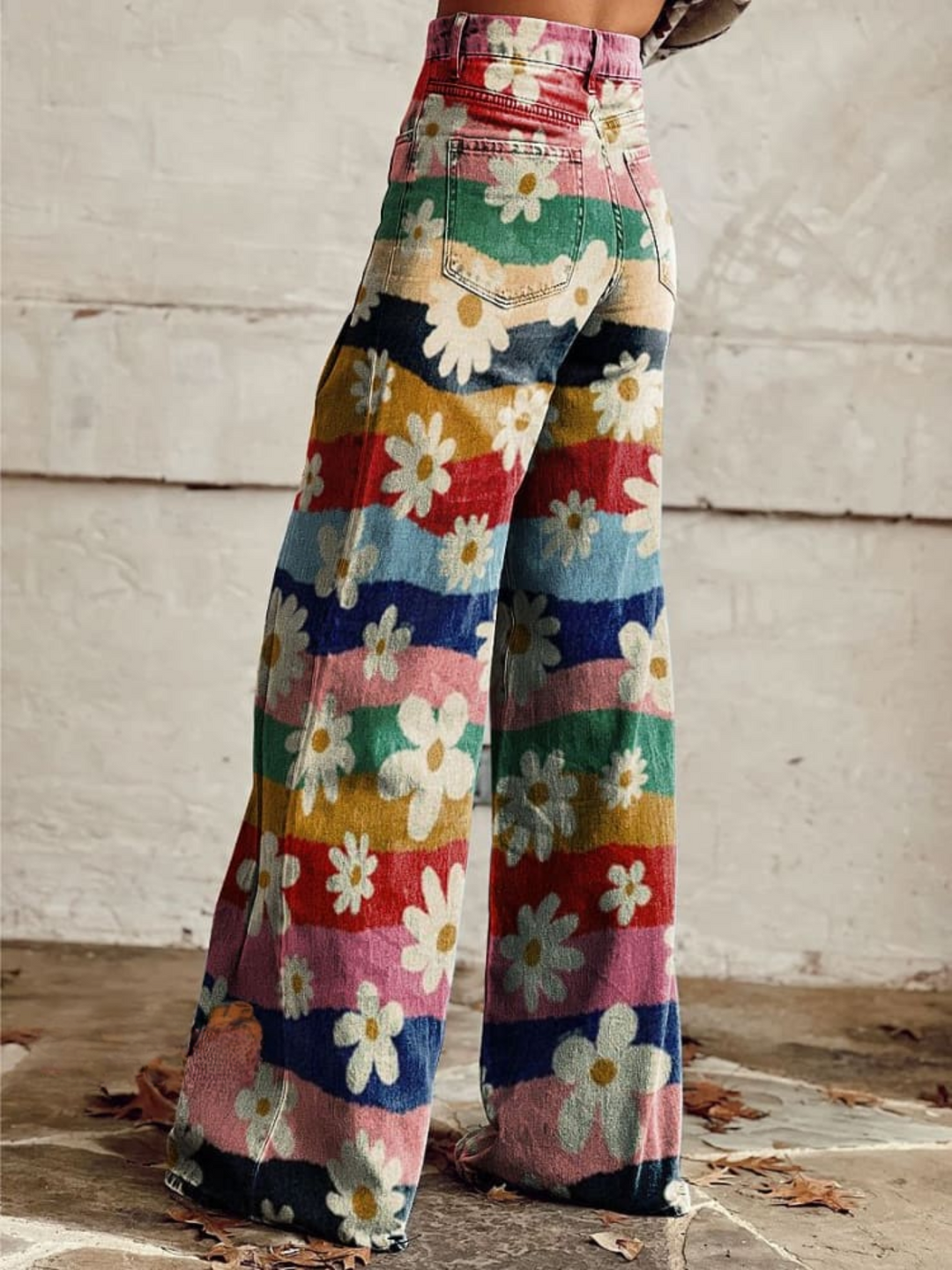 Susane | Damen Retro Blumen Baggy Jeans