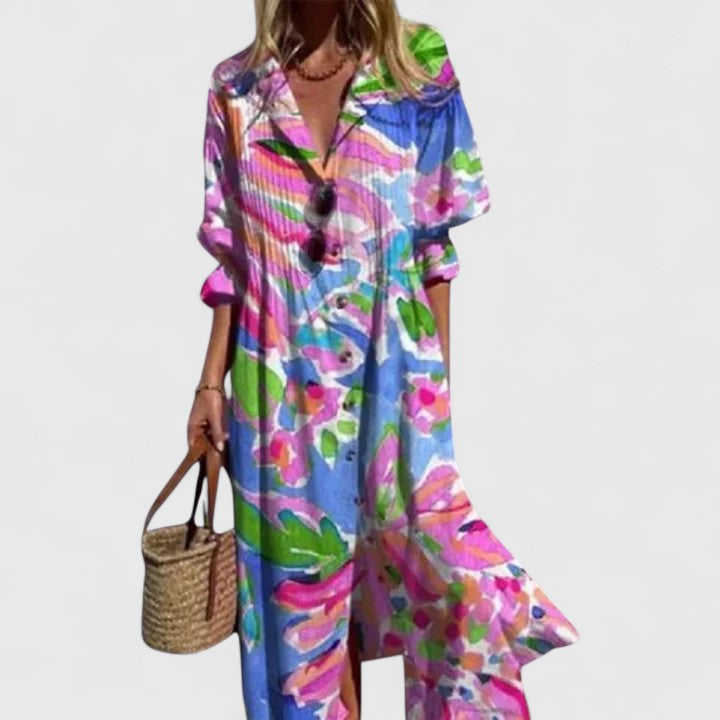 Mara | Damen Bedrucktes Boho Sommerkleid mit lebendigen Farben