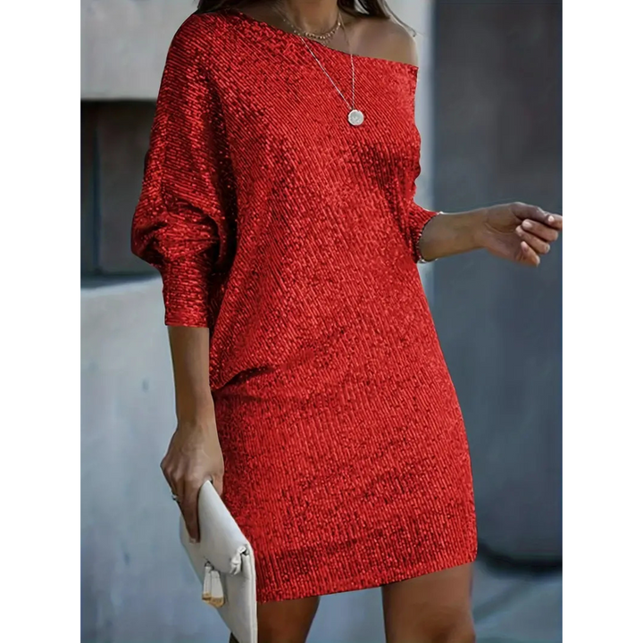 Sonie | Damen Abend Asymmetrical Shoulder Midikleid