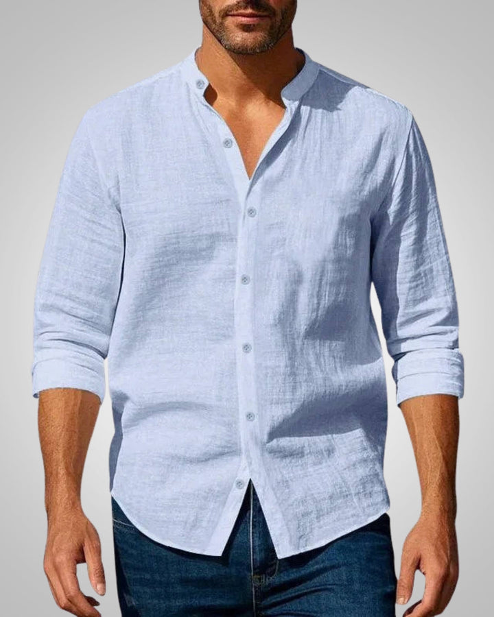 Maximilian | Herren Stehkragen Slim Fit Sommer Hemd
