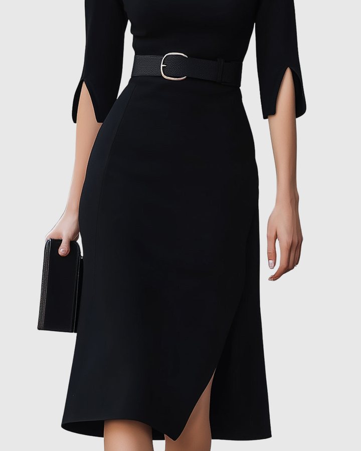 Victoria | Damen Elegant Asymmetrisches Midi Kleid