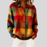 Estelle | Damen Vintage Retro Karierter Cardigan