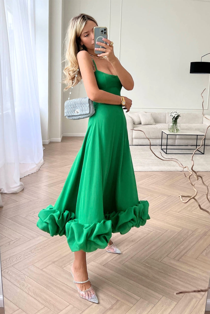 Helene | Damen Elegant Volant Hochzeitsgastkleid