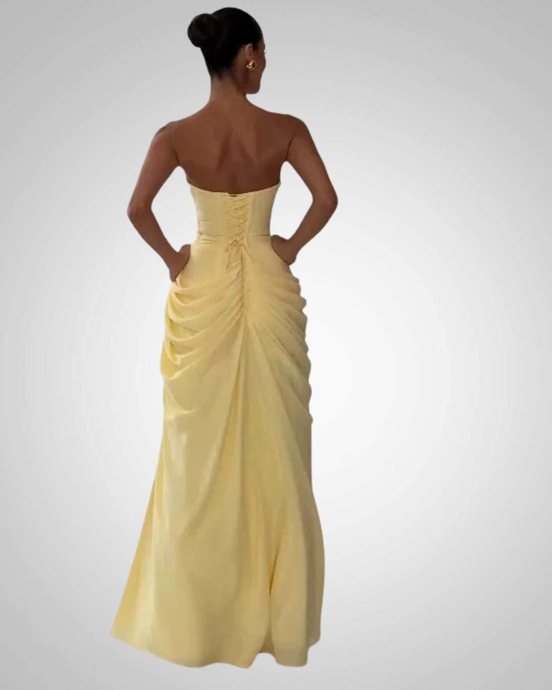 Ruby | Damen Elegantes Trägerloses Hochzeitsgäst Maxikleid