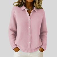 Lena | Damen Klassischer Longsleeve Kragen Cardigan