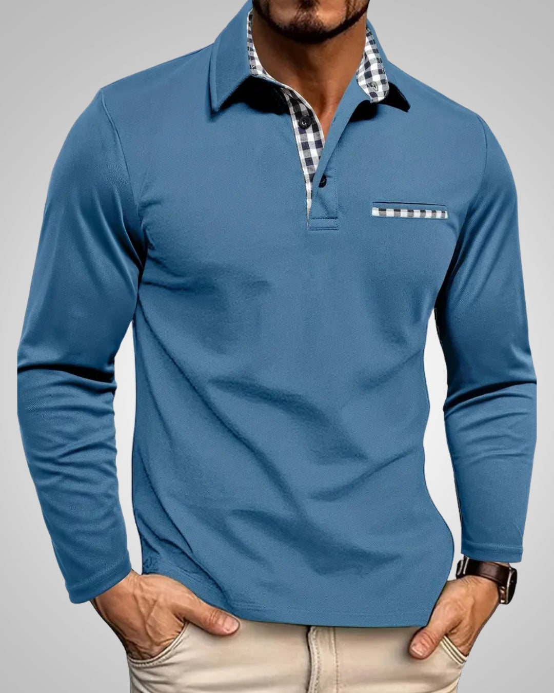Asher | Herren Klassisches Langarm Poloshirt