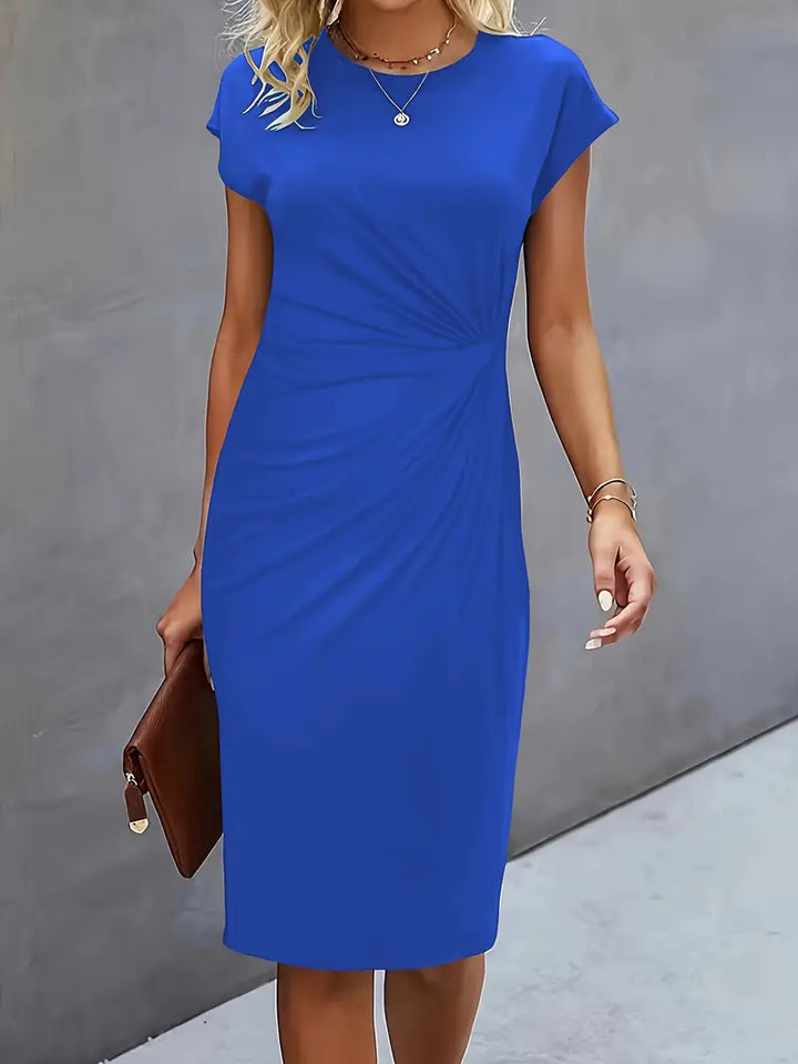 Isla | Damen Elegant Rundhalsausschnitt Bodycon Midi Kleid