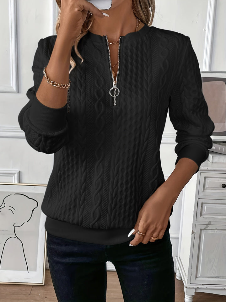 Cäcilia | Women's Casual Zip-Up Cable Knit Sweater