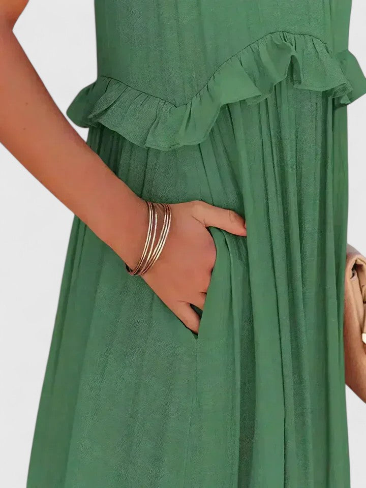 Madeleine | Damen Elegantes Drapiertes Maxikleid