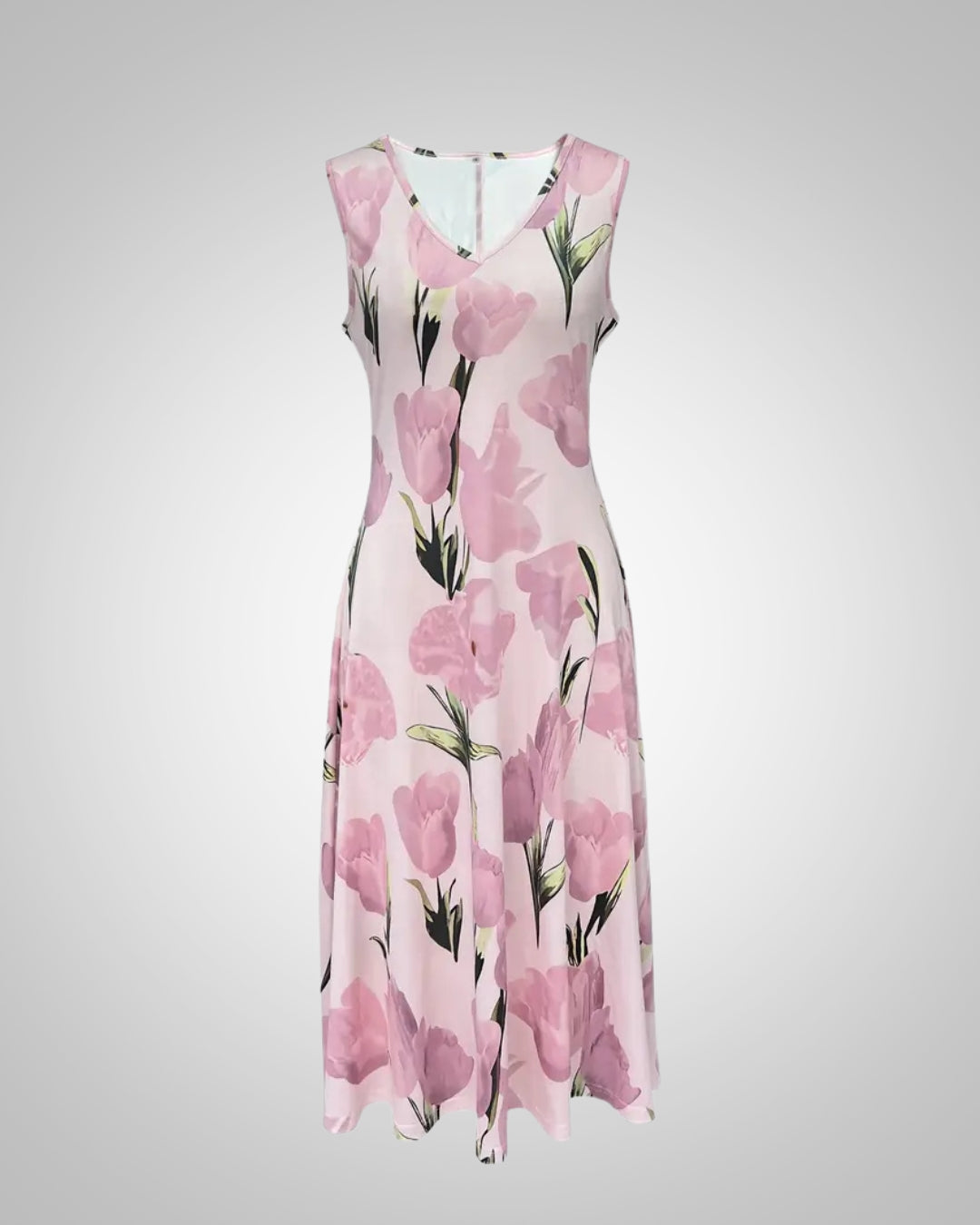 Sofia | Damen Elegant Blumenmuster V-Ausschnitt Maxikleid Set