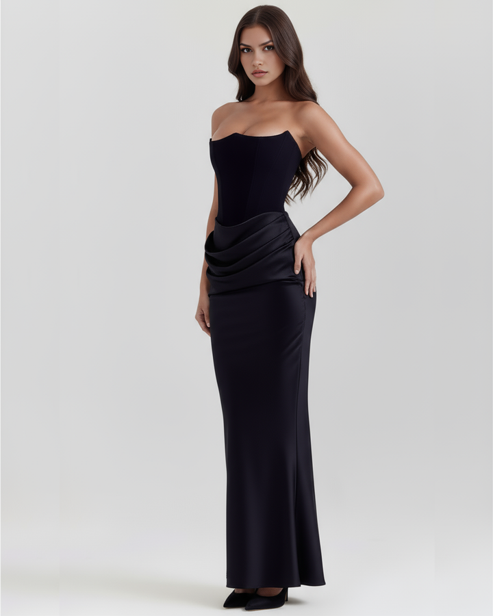 Michelle | Damen Glamouröses Satin Korsett Abendkleid