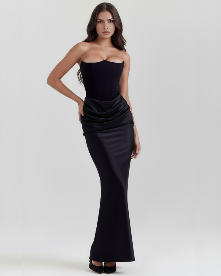Michelle | Damen Glamouröses Satin Korsett Abendkleid